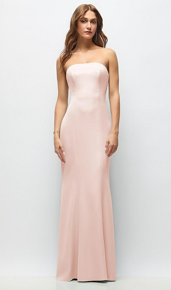 Front View - Blush Strapless Fit and Flare Crepe Maxi Dress
