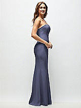 Side View Thumbnail - French Blue Strapless Fit and Flare Crepe Maxi Dress
