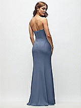 Rear View Thumbnail - Larkspur Blue Strapless Fit and Flare Crepe Maxi Dress