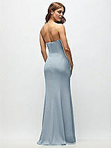 Rear View Thumbnail - Mist Strapless Fit and Flare Crepe Maxi Dress