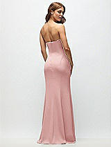 Rear View Thumbnail - Rose Strapless Fit and Flare Crepe Maxi Dress