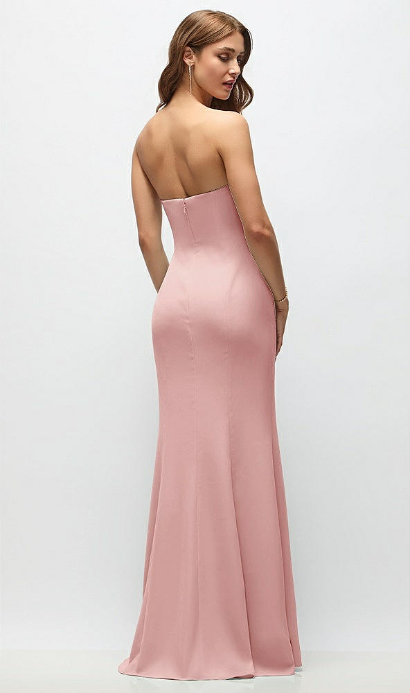 Back View - Rose Strapless Fit and Flare Crepe Maxi Dress