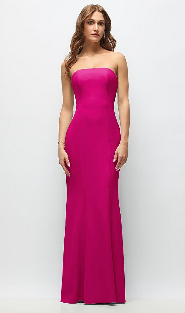 Front View - Think Pink Strapless Fit and Flare Crepe Maxi Dress