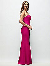 Side View Thumbnail - Think Pink Strapless Fit and Flare Crepe Maxi Dress