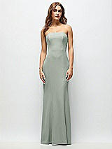 Front View Thumbnail - Willow Green Strapless Fit and Flare Crepe Maxi Dress