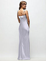 Rear View Thumbnail - Silver Dove Cuff Neck Satin Bias Maxi Dress with Self-Tie Spaghetti Straps