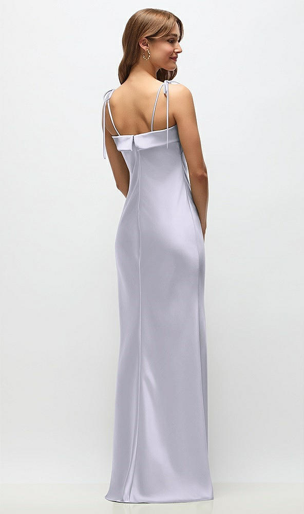 Back View - Silver Dove Cuff Neck Satin Bias Maxi Dress with Self-Tie Spaghetti Straps