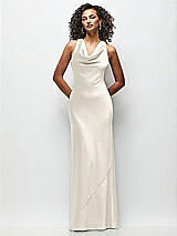 Front View Thumbnail - Ivory Cowl Neck Criss-Cross Back Satin Maxi Dress