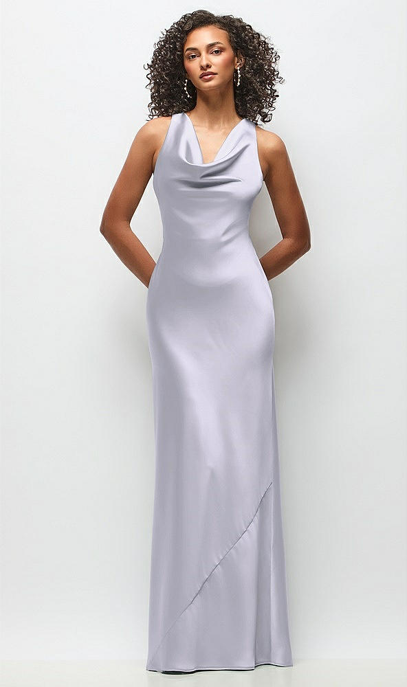 Front View - Silver Dove Cowl Neck Criss-Cross Back Satin Maxi Dress