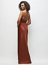 Rear View Thumbnail - Auburn Moon High-Neck Halter Stretch Satin Maxi Dress with Bias A-line Skirt