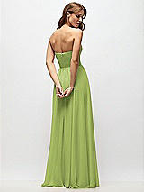 Rear View Thumbnail - Mojito Strapless Basque Drop Waist Chiffon Maxi Dress with Shirred Skirt