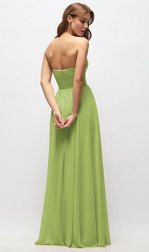 Back View - Mojito Strapless Basque Drop Waist Chiffon Maxi Dress with Shirred Skirt
