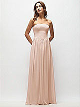 Front View Thumbnail - Cameo Strapless Basque Drop Waist Chiffon Maxi Dress with Shirred Skirt