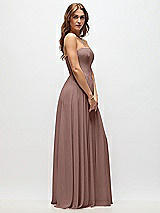 Side View Thumbnail - Sienna Strapless Basque Drop Waist Chiffon Maxi Dress with Shirred Skirt