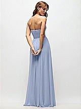 Rear View Thumbnail - Sky Blue Strapless Basque Drop Waist Chiffon Maxi Dress with Shirred Skirt