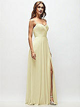 Side View Thumbnail - Butter Yellow Wrap Bodice Chiffon Maxi Dress with Adjustable Spaghetti Straps