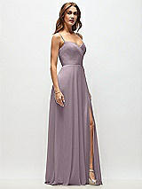 Side View Thumbnail - Lilac Dusk Wrap Bodice Chiffon Maxi Dress with Adjustable Spaghetti Straps