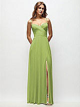 Front View Thumbnail - Mojito Wrap Bodice Chiffon Maxi Dress with Adjustable Spaghetti Straps
