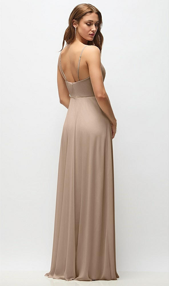 Back View - Topaz Wrap Bodice Chiffon Maxi Dress with Adjustable Spaghetti Straps