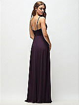 Rear View Thumbnail - Aubergine Wrap Bodice Chiffon Maxi Dress with Adjustable Spaghetti Straps