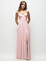 Front View Thumbnail - Ballet Pink Wrap Bodice Chiffon Maxi Dress with Adjustable Spaghetti Straps