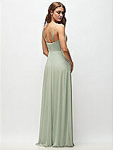 Rear View Thumbnail - Celadon Wrap Bodice Chiffon Maxi Dress with Adjustable Spaghetti Straps