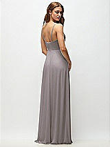 Rear View Thumbnail - Cashmere Gray Wrap Bodice Chiffon Maxi Dress with Adjustable Spaghetti Straps
