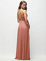 Rear View Thumbnail - Desert Rose Wrap Bodice Chiffon Maxi Dress with Adjustable Spaghetti Straps
