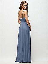 Rear View Thumbnail - Larkspur Blue Wrap Bodice Chiffon Maxi Dress with Adjustable Spaghetti Straps
