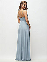 Rear View Thumbnail - Mist Wrap Bodice Chiffon Maxi Dress with Adjustable Spaghetti Straps