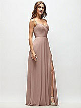 Side View Thumbnail - Neu Nude Wrap Bodice Chiffon Maxi Dress with Adjustable Spaghetti Straps