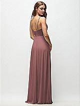 Rear View Thumbnail - Rosewood Wrap Bodice Chiffon Maxi Dress with Adjustable Spaghetti Straps