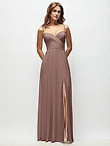 Front View Thumbnail - Sienna Wrap Bodice Chiffon Maxi Dress with Adjustable Spaghetti Straps
