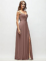 Side View Thumbnail - Sienna Wrap Bodice Chiffon Maxi Dress with Adjustable Spaghetti Straps