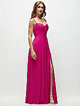 Side View Thumbnail - Think Pink Wrap Bodice Chiffon Maxi Dress with Adjustable Spaghetti Straps