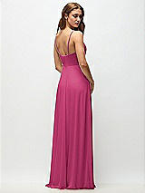 Rear View Thumbnail - Tea Rose Wrap Bodice Chiffon Maxi Dress with Adjustable Spaghetti Straps