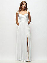 Front View Thumbnail - White Wrap Bodice Chiffon Maxi Dress with Adjustable Spaghetti Straps