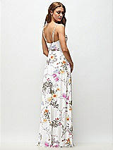 Rear View Thumbnail - Butterfly Botanica Ivory Wrap Bodice Floral Chiffon Maxi Dress with Adjustable Spaghetti Straps