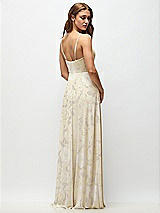 Rear View Thumbnail - Butter Yellow Floral Wrap Bodice Floral Chiffon Maxi Dress with Adjustable Spaghetti Straps