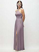Side View Thumbnail - Lilac Dusk High-Neck Halter Chiffon Maxi Dress with Adjustable Spaghetti Straps