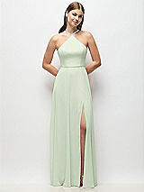 Front View Thumbnail - Mint Green High-Neck Halter Chiffon Maxi Dress with Adjustable Spaghetti Straps