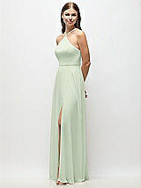 Side View Thumbnail - Mint Green High-Neck Halter Chiffon Maxi Dress with Adjustable Spaghetti Straps