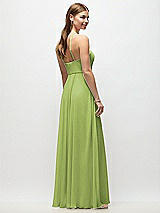 Rear View Thumbnail - Mojito High-Neck Halter Chiffon Maxi Dress with Adjustable Spaghetti Straps
