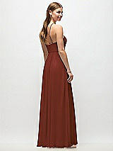 Rear View Thumbnail - Auburn Moon High-Neck Halter Chiffon Maxi Dress with Adjustable Spaghetti Straps