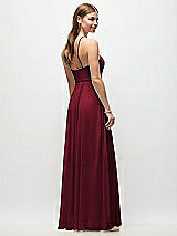 Rear View Thumbnail - Burgundy High-Neck Halter Chiffon Maxi Dress with Adjustable Spaghetti Straps