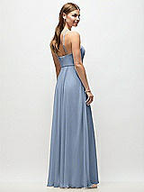 Rear View Thumbnail - Cloudy High-Neck Halter Chiffon Maxi Dress with Adjustable Spaghetti Straps