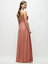 Rear View Thumbnail - Desert Rose High-Neck Halter Chiffon Maxi Dress with Adjustable Spaghetti Straps
