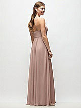 Rear View Thumbnail - Neu Nude High-Neck Halter Chiffon Maxi Dress with Adjustable Spaghetti Straps