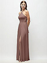 Side View Thumbnail - Sienna High-Neck Halter Chiffon Maxi Dress with Adjustable Spaghetti Straps