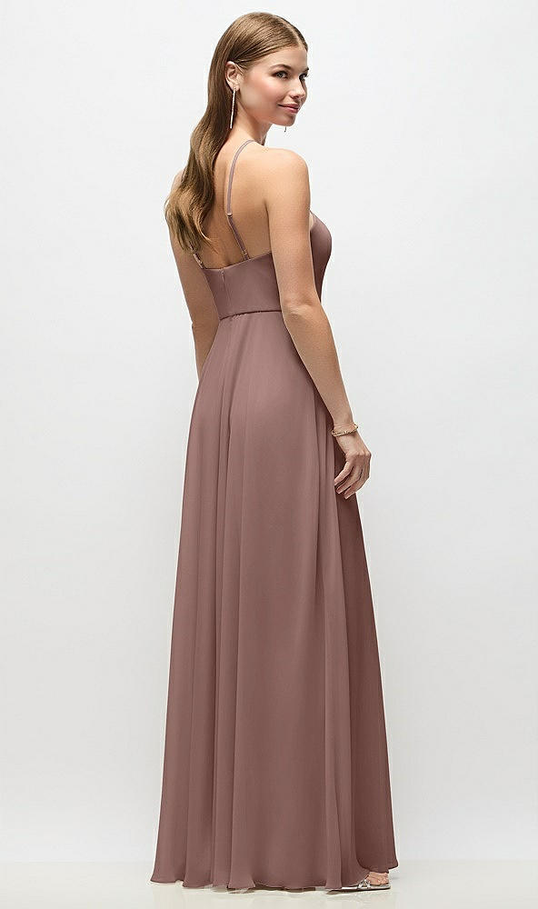 Back View - Sienna High-Neck Halter Chiffon Maxi Dress with Adjustable Spaghetti Straps